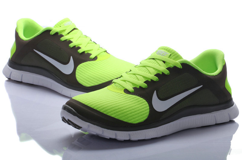 Hot Nike Free4.0 Men Shoes Greenyellow/Darkolivegreen/ White